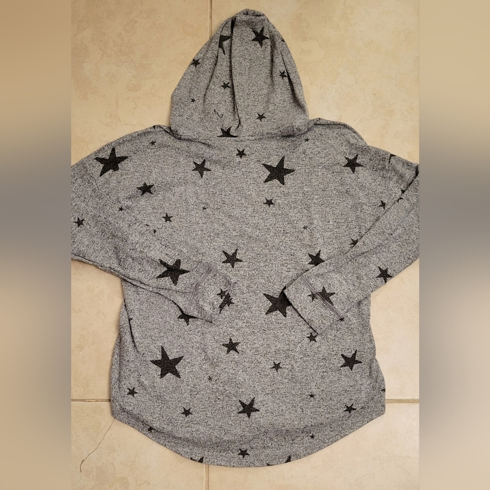 Style & Co Woman's Star Lightweight Hoodie, Grey, Size L - Like New - Picture 2 of 5